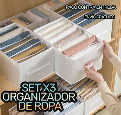 Set de Organizadores de Ropa: 3 Tamaños con 7, 9 y 12 Secciones para Máxima Organización